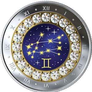 RCM 2019 Zodiac $5 Gemini Coin with Crystals